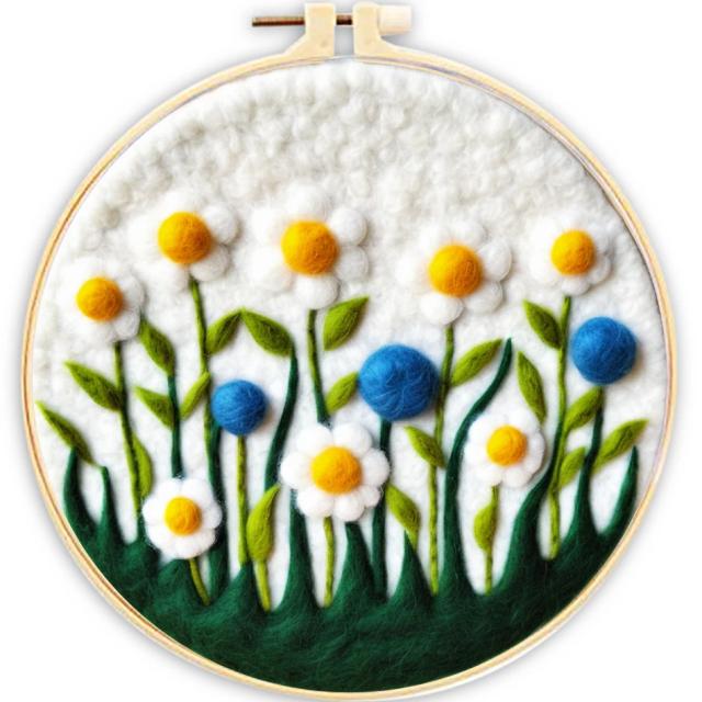 Conjunto Completo de Kit de Feltragem com Aro de Bordar para Pintura em Feltro e Decoração Artesanal para Sua Casa