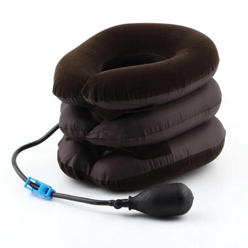 Massageador De Pescoço Com 3 Camadas Para Alívio Da Dor, Almofada De Ar Inflável, Suporte De Tração De Pescoço Cervical, Cinta De Alongamento Do Pescoço - Image 1