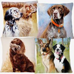 Grandes cães de caça drahthaars preto labrador cão cartaz animais pintura coxim capas decorativas fronha para sofá - Image 1