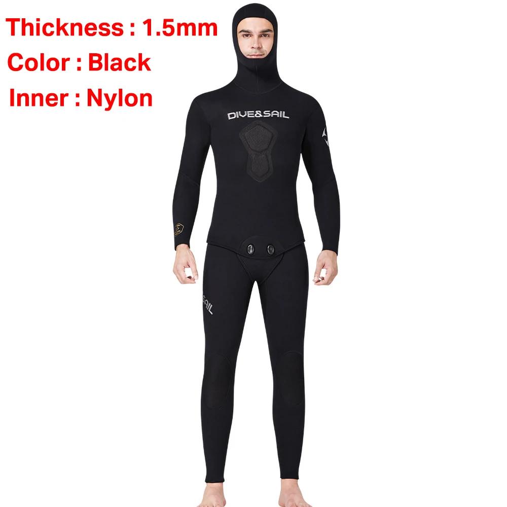 Fato de mergulho de neoprene com capuz masculino, caça submarina, 1.5mm, 3mm, 5mm, 7mm, mergulho, inverno, térmico, conjunto de 2 peças - Image 1