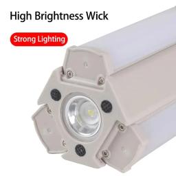 Lanterna LED portátil com dupla Fonte de Luz, Lâmpada Camping, Foldable Pendurado Luzes, Outdoor Caminhadas Tent, Holofote Forte, Fonte 3 Folhas - Image 2