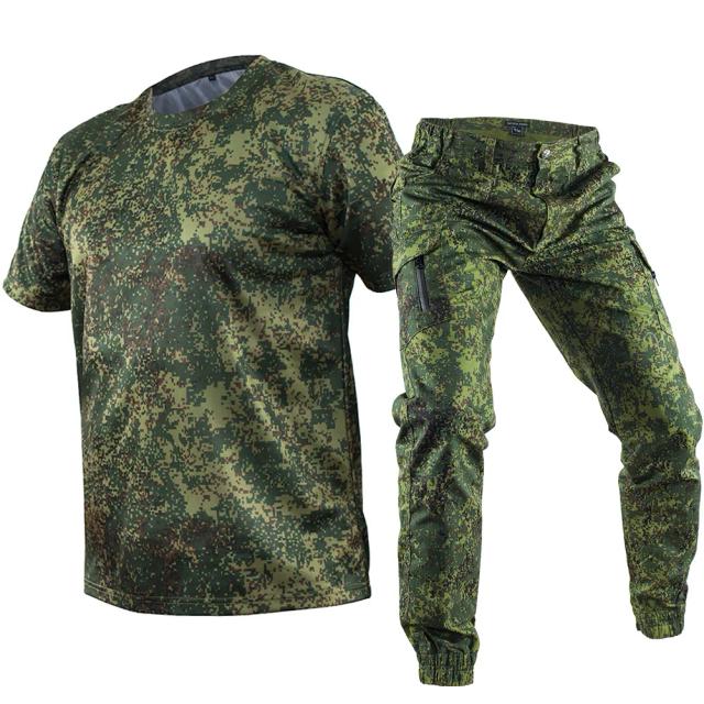 Camiseta Curta Multicam para Caça, Verão e Atividades ao Ar Livre - Conjunto Tático e Uniforme De Trabalho