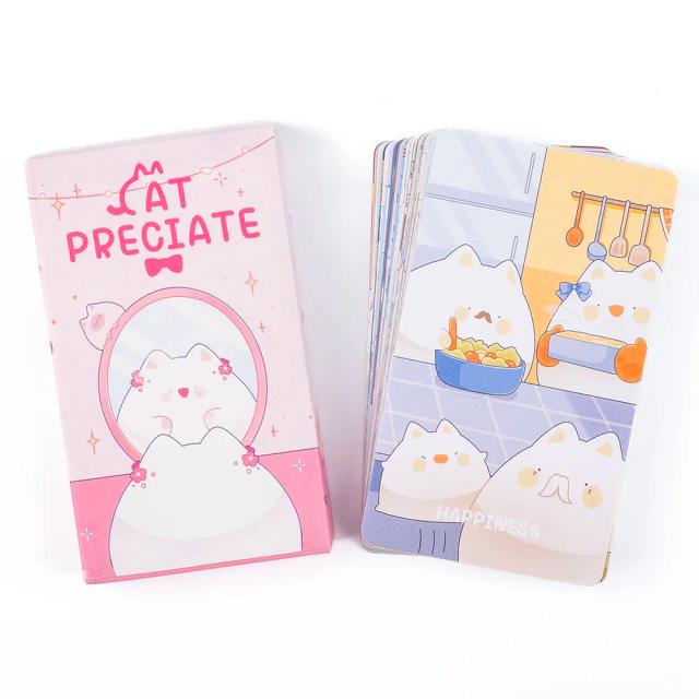 Jogo de Cartas Adivinhação com Gato: Oráculo Divertido para Festas - 48 Cartas em Formato Compacto 10,4x6,1 cm