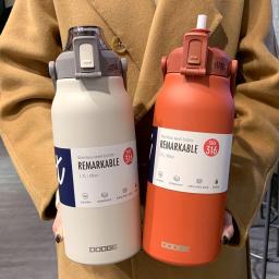 Garrafa de água térmica de grande capacidade com palha, garrafa térmica de aço inoxidável, copo frio e quente do esporte, 1300ml - Image 3