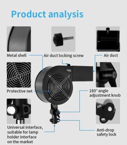 Selens-Ventilador de Fotografia, Kits De Estúdio De Fotografia, Soprador De Efeitos Especiais, Acessórios De Palco, 120W, Moda - Image 4