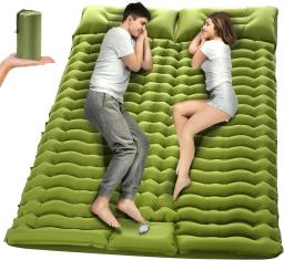 Ao ar livre 2 pessoas cama de viagem esteira de ar dupla almofada de dormir para acampamento auto-inflável colchão de dormir com travesseiro para caminhadas - Image 1