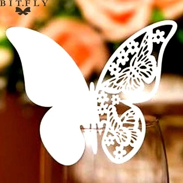 Conjunto de 10 Cartões de Mesa Borboleta para Vinho - Decoração Elegante para Aniversários e Casamentos.