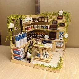 Loja de Pigmentos Casa Casas de Bonecas, Kits de Construção em Miniatura, Dollhouse com Móveis, Villa para Meninas, Presentes de Aniversário - Image 2