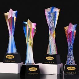 Troféu Cristal, Personalizado, Prêmio reunião anual, recordações, Coleção Decoração para Casa, Criativo, Nova cor - Image 2