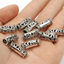 Atacado contas de tubo de prata tibetana diy metal espaçador tubo encantos contas de prata antigas para fazer jóias 20/50/100 peças - Image 5