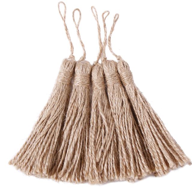 20 Peças de Borlas de Juta para Artesanato em Corda de Cânhamo - Tasséis Naturais para Decoração de Cortinas e Festas DIY
