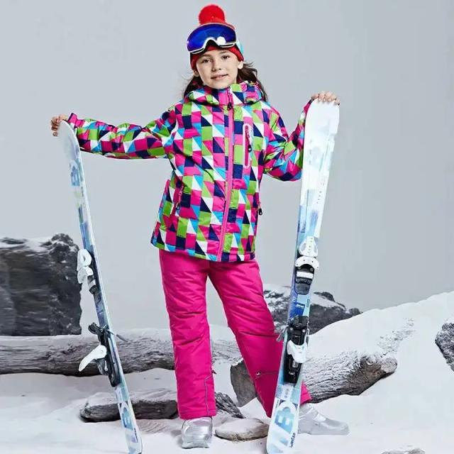 Conjunto de Esqui Infantil Menino Menina Inverno Esportes ao Ar Livre À Prova D'água Snowboard Jaqueta Calça -30 Graus