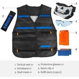 Kit de colete tático infantil para armas de brinquedo nerfs, série com recarga de dardos, clipes de recarga, máscara tática, faixa de pulso e óculos de proteção - Image 6