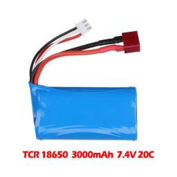 Bateria de lítio para Udi U12A Syma, peças do modelo do barco de RC, 7.4V, 3000mAh, 2S, 18650, S033g, Q1, H100, H101, H102, FT009, EL-2P, SM, plugue JST - Image 3