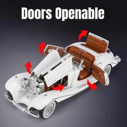 Mercedes-Benz-500K Brinquedo de carro vintage clássico para crianças, modelo diecast liga miniatura, coleção de som e luz, presente para meninos, 1:24 - Image 3