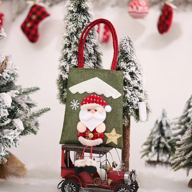 Saco de Lona com Estampa de Maçã para Presentes de Natal e Doces - Ideal para a Celebração Feliz 2025!