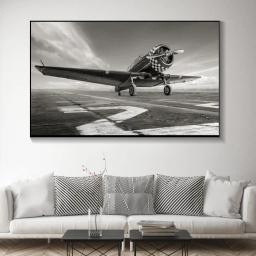 Nordic pintura em tela preto e branco avião cartazes e estampas quadros decorativos para sala de estar decoração da sua casa sem moldura - Image 3