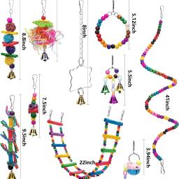 Combinação Brinquedos De Pássaro Conjunto para Pequeno Papagaio, Balanço, Mastigação, Treinamento, Rede De Suspensão, Sino, Poleiro, Escada - Image 2