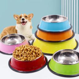 Tigela de cães e gatos de aço inoxidável, antiderrapante, comida, bebida, água, recipiente alimentar, prato, cachorro, alimentador de gatinhos, suprimentos para animais, 200-1600ml - Image 4