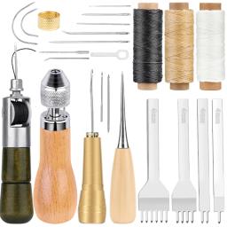IMZAY-Kit De Ferramentas De Costura De Couro, Mão Costura, Fio Encerado, Cabo De Cobre, Ferramenta De Perfuração De Couro Furador, Agulhas De Costura De Olho Grande - Image 1