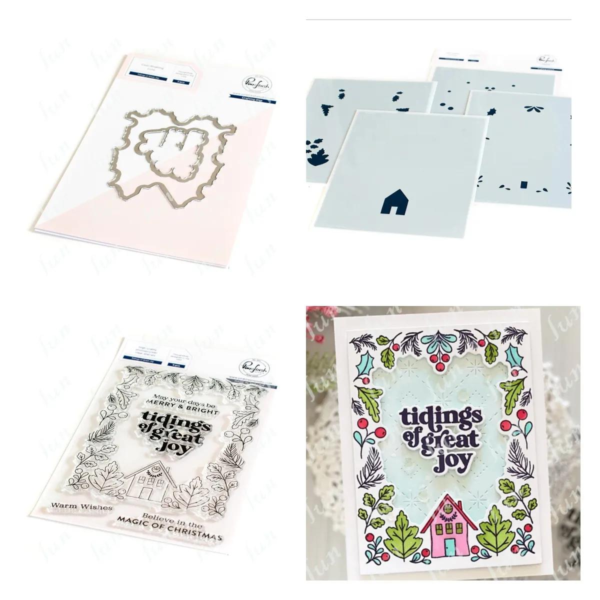 Stencils para Scrapbooking DIY Álbum Fazer Papel Cartão Gravação, Hot Foil Placas e morre, Sentimento Selos, Flocos de Neve Folhas Fundo - Image 1