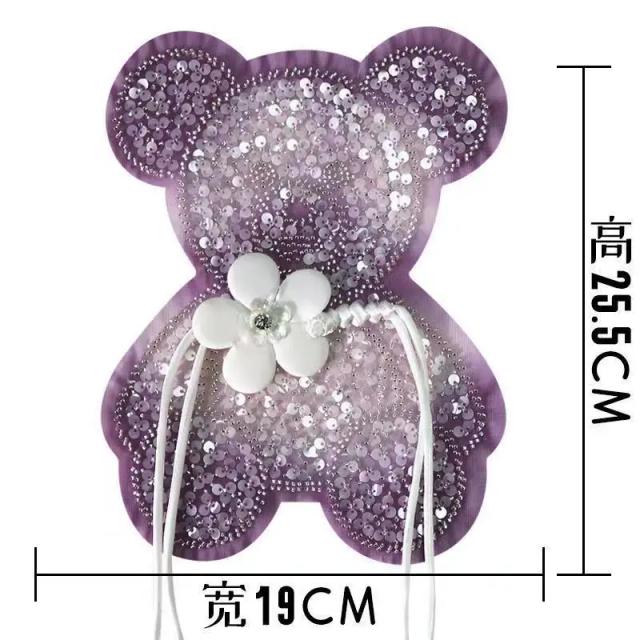 1 pçs urso padrão malha inferior artesanal frisado remendo de tecido diy roupas decoração apliques remendo buraco