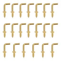 Latão Banhado Ganchos para Fixação de Móveis, Fastener Tool, Dresser Cup, L-Shaped Parafuso, Hanging Hangers, DIY, Casa, 20 Pcs, 1/2 ", 5/8" - Image 1