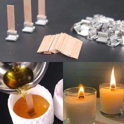 Pavios De Vela De Madeira Natural com Clip Base, Artesanato De Velas De Madeira, Cera De Parafina De Soja, Smokeless Making Supplies, 30Pcs - Image 2