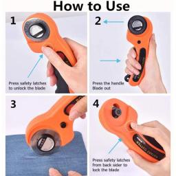 Cortador de tecido rotativo ergonômico 45mm, para cartão de tecido, costura, rolo de acolchoamento, corte de tecido, tesoura de alfaiate, roupas, ferramenta diy - Image 3