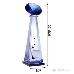 Personalizado colorido diamante cristal troféu, artesanato de vidro lembrança, eventos esportivos prêmios campeões, decoração para casa, 29cm, 1pc - Image 1