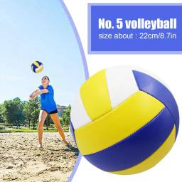 Bola de praia inflável para prática ao ar livre, tamanho 5 voleibol padrão, macio azul branco amarelo pu, impermeável, tamanho 5, sc m9y1 - Image 1