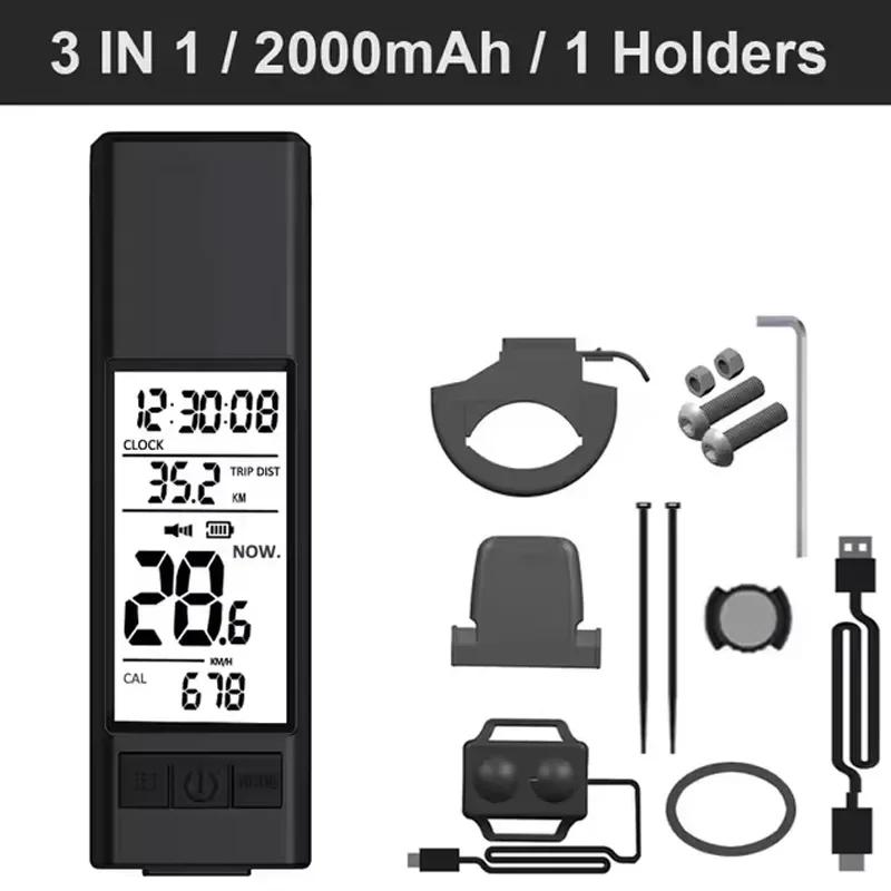 3 em 1 lâmpada de luz da bicicleta com computador tipo-c velocímetro ciclismo led mtb lanterna chifre farol acessórios - Image 1