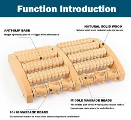 Massageador de pés de rolo grande de seis fileiras de madeira com caracteres gravados para massagem nas mãos, massageador de pés doméstico - Image 3