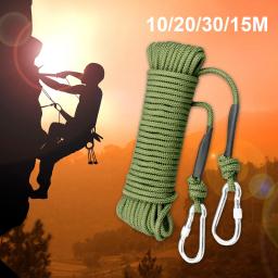 Corda de escalada com arame de aço, equipamento escalada com ganchos, corda paraquedas verde, para sobrevivência, escalada no gelo, 8 mm - Image 5