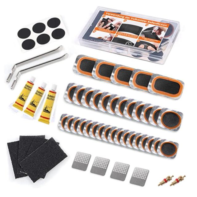 Kit de Reparação de Pneus de Bicicleta com Remendos de Borracha, Sem Cola e Ferramenta de Punção para Ciclismo