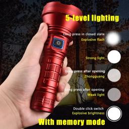 Xiangfire bt90 5000lm tocha led 50w poderosa luz forte lanterna de longo alcance usb c recarregável 18650/26650 tocha de carregamento - Image 3
