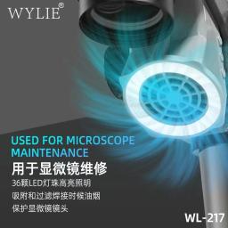 WYLIE-Exaustor com Luz, Poderoso Absorvente de Fumaça, Fumos para Microscópios, PCB Board Repair, Soldagem Smoke Removal Tool, WL-217 - Image 3