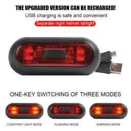Motocicleta capacete levou luz de advertência, carga usb, bicicleta noite segurança luz do sinal, cauda lâmpada, impermeável equitação capacete flash lâmpada, f - Image 3
