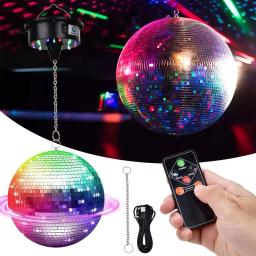 Luzes giratórias de motor de bola de discoteca de melhor qualidade com controle remoto, 18 LEDs para rotador de bola de espelho de 12 16 20 24 polegadas (bola não incluída) - Image 1