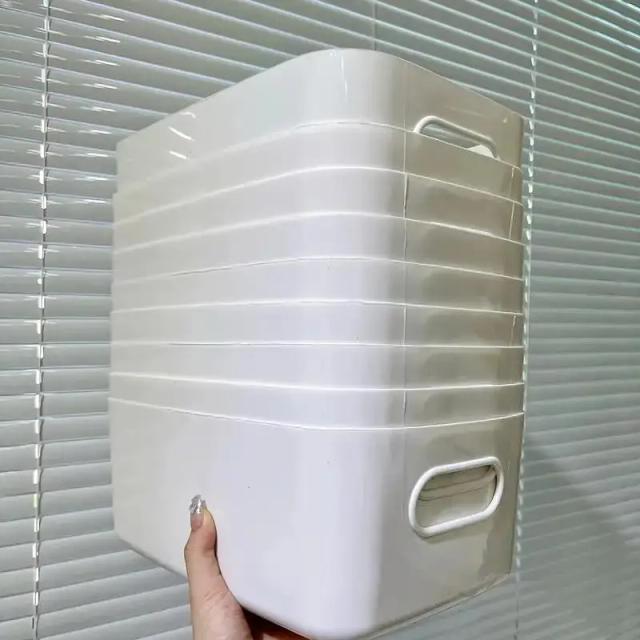 Caixa de Armazenamento Plástico Grande Capacidade com Tampa Organizador de Mesa 10 Peças