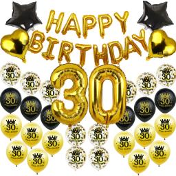 Feliz Aniversário Balões Kit para Decorações de Festa, Bandeira, Bandeira, Adulto, Aniversário, Comemorar, Decoração Suprimentos, 30, 40, 50, 60 Anos - Image 1