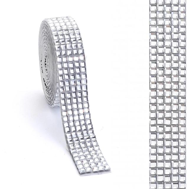 Cristais Adesivos em Formato de Quadrados de Vidro: Fita de Diamante com Brilho para Decoração de Festas e DIY Artesanato