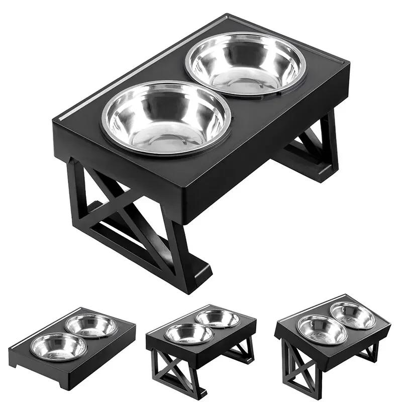 Tigelas elevadas de aço inoxidável para cães, 3 alturas ajustáveis, levantado Pet Stand, alimentador lento, tigelas de comida para cães pequenos, médios e grandes - Image 1