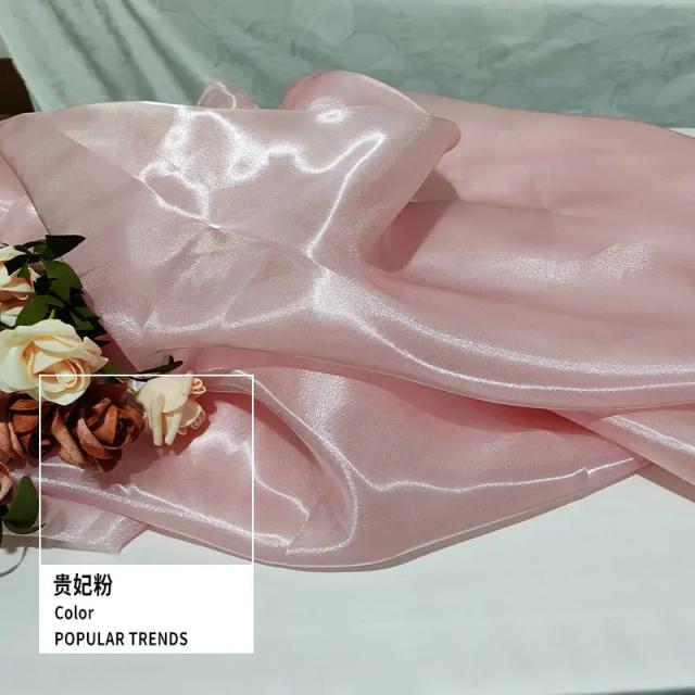Tecido Organza Líquido 1 Metro Rosa Azul Branco