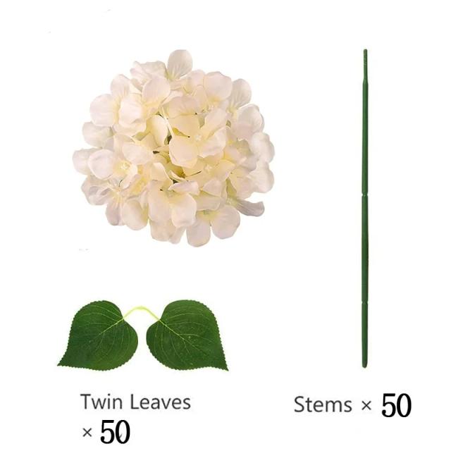 Flores de Hortênsia Artificial Seda 50 Peças para Decoração de Casamento