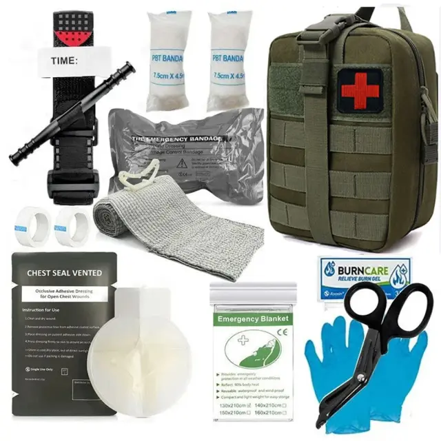 Kit de Primeiros Socorros para Sobrevivência em Atividades ao Ar Livre: Montanha, Escalada e Camping com Bandagem Hemostática e Suporte para Trauma