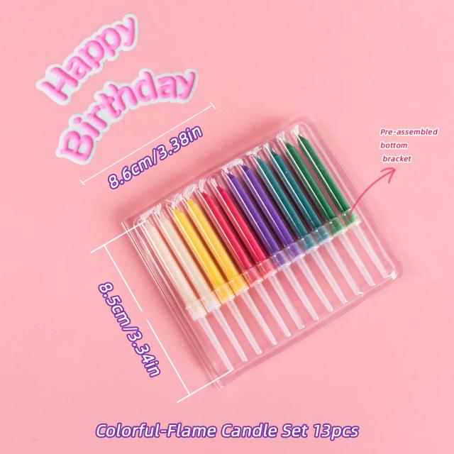 Velas Coloridas Decorativas para Aniversários, Casamentos e Festas - Conjunto com 12 Peças para Bolo e Sobremesas