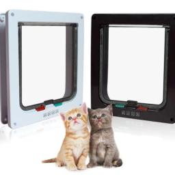 Smart Pet Door Security Lock, 4 Way Locking, plástico ABS, cão, gato Flap porta, interruptor controlável, Direção Portas, Small Pet Supplies - Image 1