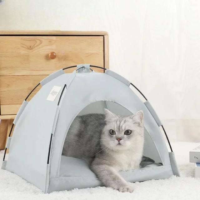 Almofada Tenda Quente para Gatos com Cama Removível e Acessórios para Inverno