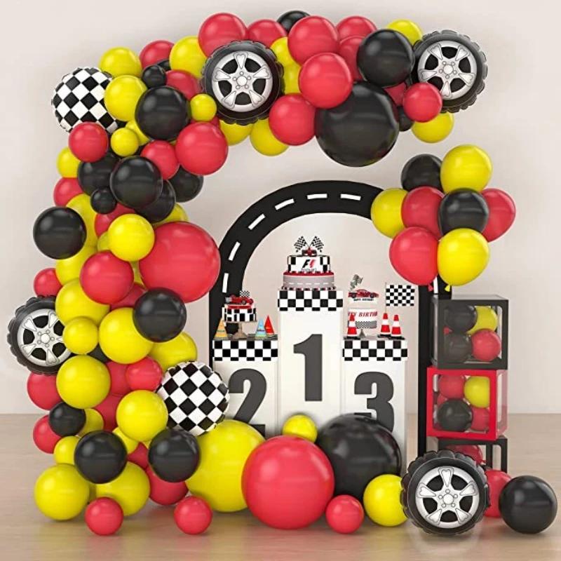 Corrida tema balão Arch Set, grinalda, Monster Truck, festa de aniversário suprimentos, Decoração do carro Set, 111pcs - Image 1